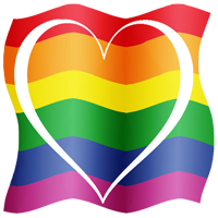 Herz in Regenbogenfarben mit Libk zu Hinweisen fr LGBT+